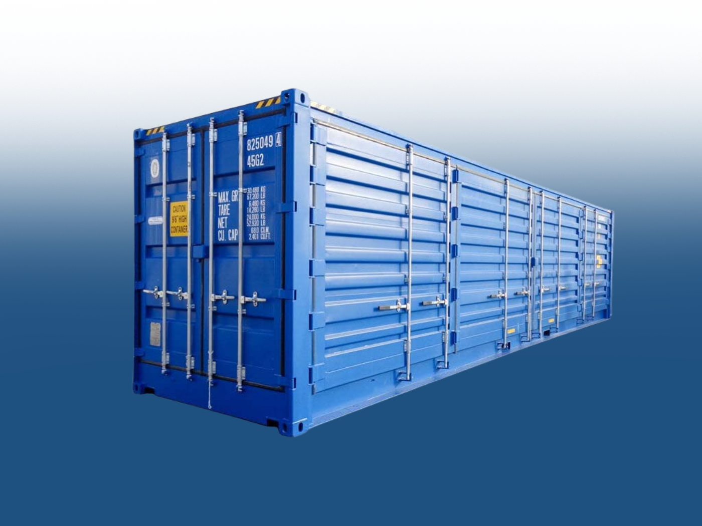 40 Fuss high cube open side container, Blue