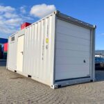 20ft Containergarage mit Rolltor Sektionaltor Lichtgrau
