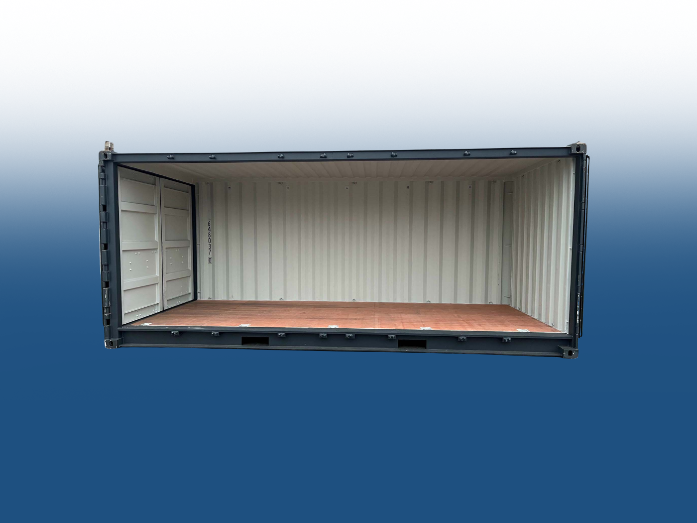 20 Fuß Container mit offener Seite, anthrazitgrau