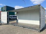 20 Fuß High Cube Container mit geöffneten Stirntüren und sichtbarem Innenraum