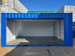 20-Fuß-Container-Doppelgarage mit linkem Sektionaltor geöffnet